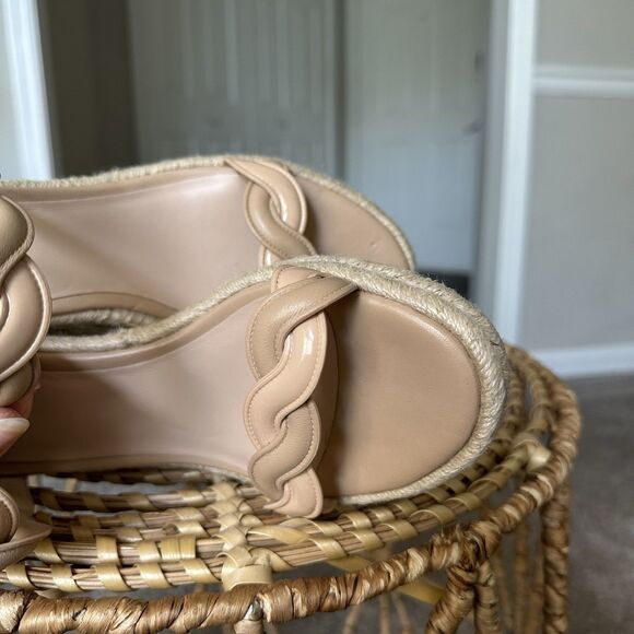 Stuart Weitzman Twist Espadrille Wedge Sandals Beige Cream Tan, Size 8.5 - Picture 8 of 8